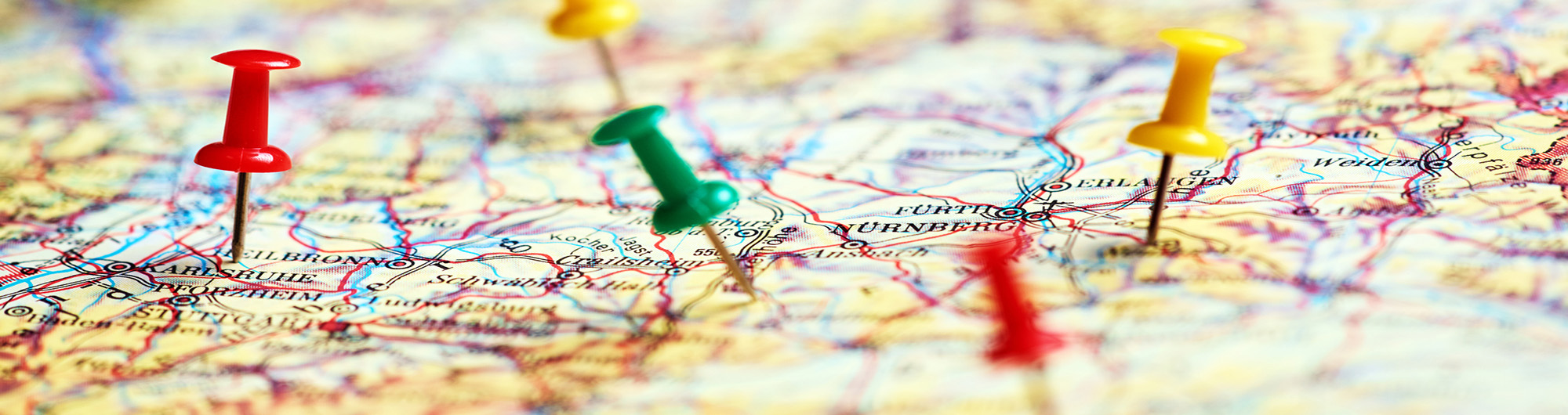 Geographical map with markers